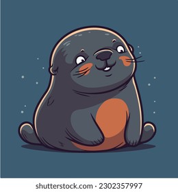 A cartoon seal that is sitting down. vector illustration.