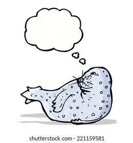 cartoon seal with thought bubble