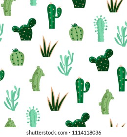 cartoon seamless background with cactus. vector illustration