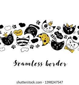Cartoon seamless border with cats