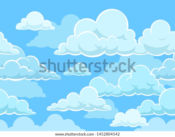 Cartoon Seamless Clouds Background Pattern Blue Stock Vector (Royalty ...