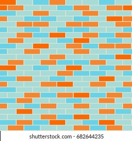 Cartoon seamless coloful flat brick wall texture. Vector