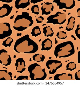 Cartoon seamless cute leopard pattern. vector. animal theme. 
