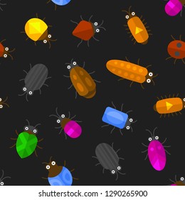 Cartoon Seamless Insects Background. Bugs Pattern. Vector