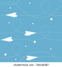 Cartoon seamless paper airplane in vector format.