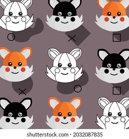 Cartoon seamless pattern art animal fox