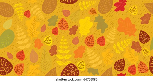 Cartoon seamless pattern with autumn leaves .Background