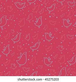 Cartoon seamless pattern with birds