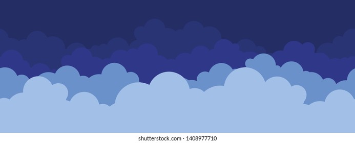 Cartoon seamless pattern of blue clouds, children wallpaper