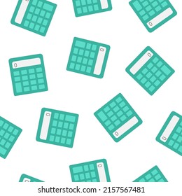 cartoon seamless pattern with calculator in flat style, simple vector illustration on white background