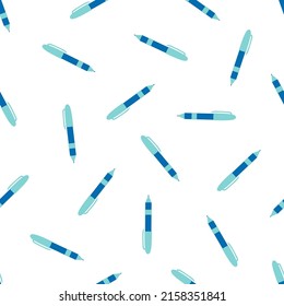 cartoon seamless pattern with classic pen, vector illustration with office supplies, school wallpaper in flat style