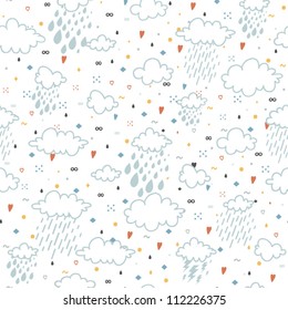 Cartoon seamless pattern with clouds