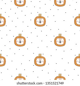Cartoon seamless pattern with cute lions.