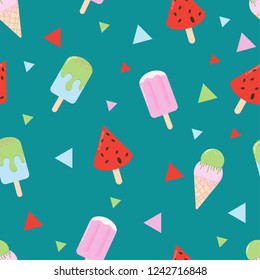 cartoon seamless pattern food summer background with vector design