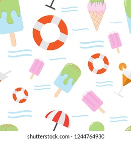 cartoon seamless pattern food summer background with vector design