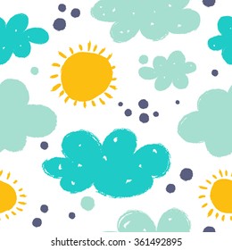Cartoon seamless pattern with in funny style.