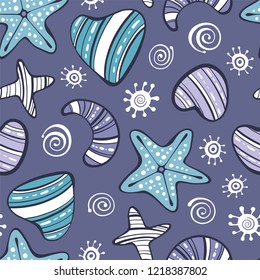 Cartoon seamless pattern with heart and star.