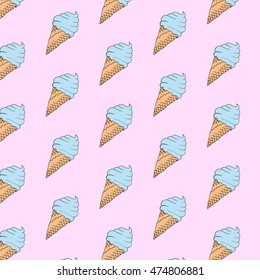 cartoon seamless pattern ice cream. colorful hand drown sketch