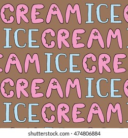 cartoon seamless pattern ice cream label. colorful hand drown sketch