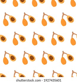 Cartoon seamless pattern for paper design with orange fruit loquat. Colorful background