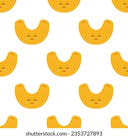 cartoon seamless pattern with pasta character, vector background with cute personage of italian food