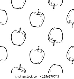 Cartoon seamless pattern with red apple.