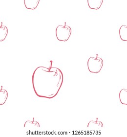 Cartoon seamless pattern with red apple.