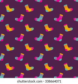 Cartoon seamless pattern with socks. Home illustration in vector. Cozy background.