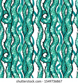 Cartoon seamless pattern with thorn branches. Spooky background.