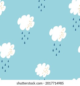 Cartoon seamless sky pattern with cartoon clouds.