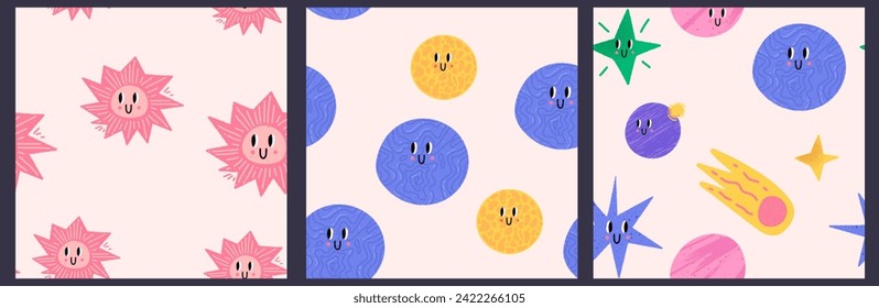 La textura perfecta del dibujo. Fondo blanco. Elementos de garabatos con caras divertidas. Kit de patrones infantiles