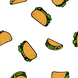 Cartoon Seamless Vector Taco Pattern