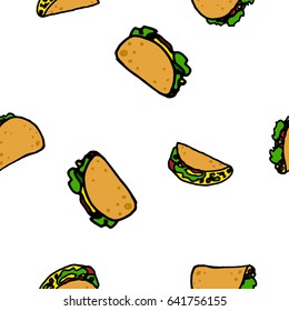 Cartoon seamless vector taco pattern