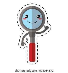 cartoon search loupe study cut line