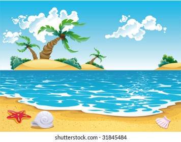 Cartoon seascape. Vector illustration, isolated objects