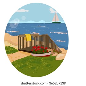 Cartoon seascape/Fully editable Eps 10 illustration.