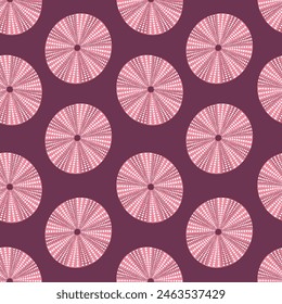 Cartoon seashells seamless pattern. Trendy pattern of sea urchin for wrapping paper, wallpaper, notebook cover.