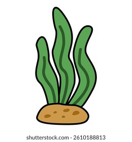 Cartoon Seaweed Plant Illustration – Underwater Marine Algae Clipart