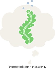 cartoon seaweed with thought bubble in retro style