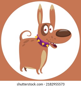 Cartoon security dog wearing collar. Vector illustration