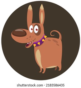 Cartoon security dog wearing collar. Vector illustration