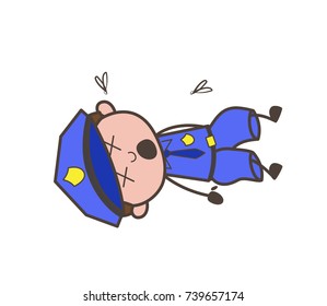Cartoon Security Guard Dead Body