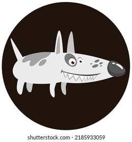 Cartoon security guard dog breed bullterrier. Vector illustration isolated
