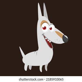 Cartoon security guard dog breed bullterrier. Vector illustration isolated