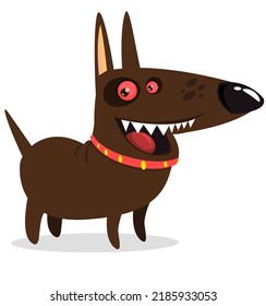 Cartoon security guard dog. Vector illustration of doberman pincher breed isolated