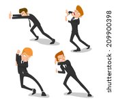 cartoon Security man in suit in action set - vector illustration