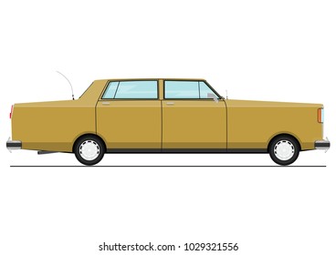 Cartoon sedan. Side view. Flat vector.
