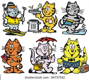 Cartoon selection of smiling cats