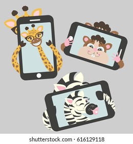 cartoon selfie photo of the animals