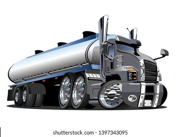 Cartoon semi tanker truck. Available EPS-10 vector format separated by groups and layers with transparency effects for one-click recolour